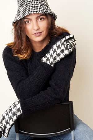 Houndstooth-handschoenen Zwart & Wit Polyester One size h5 Afbeelding4